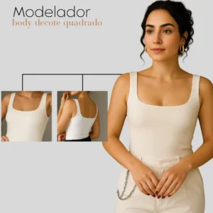 Body Liso Regata Alça Larga Decote Quadrado