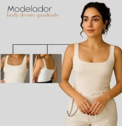 Body Liso Regata Alça Larga Decote Quadrado